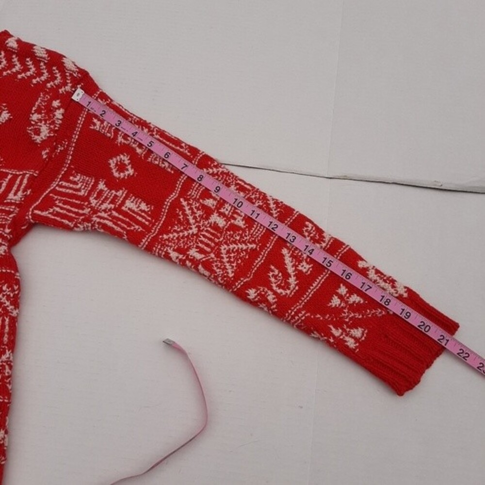 Vintage Ugly Sweater Cambridge Dry Goods Knit Red Cotton Snowflake Holiday Small - Picture 8 of 16